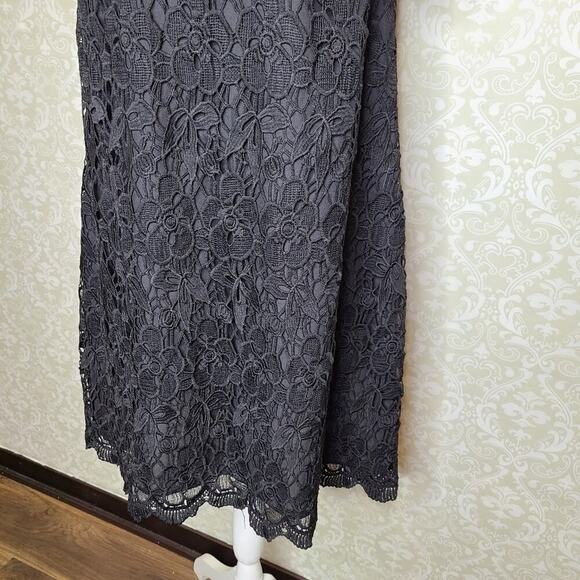 Asos Black Floral Crochet Overlay Dress Size 6 - Picture 13 of 14